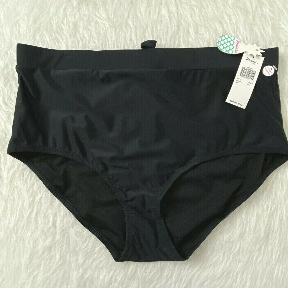 Raisins Women's Plus size 22W Island Pant Curve High-Waist Bikini Bottoms Black